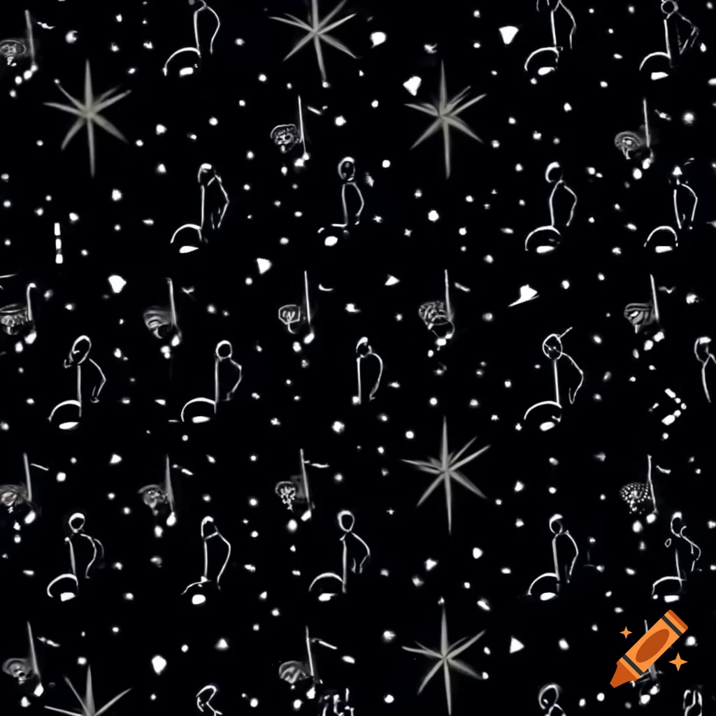 Pattern featuring stars and music notes
