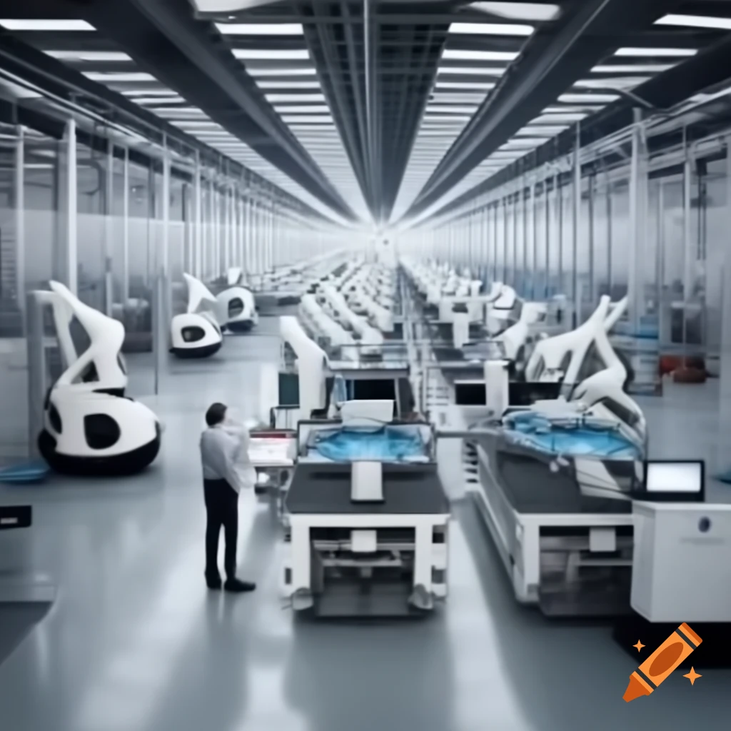Modern factory floor showcasing transition from manual labor to