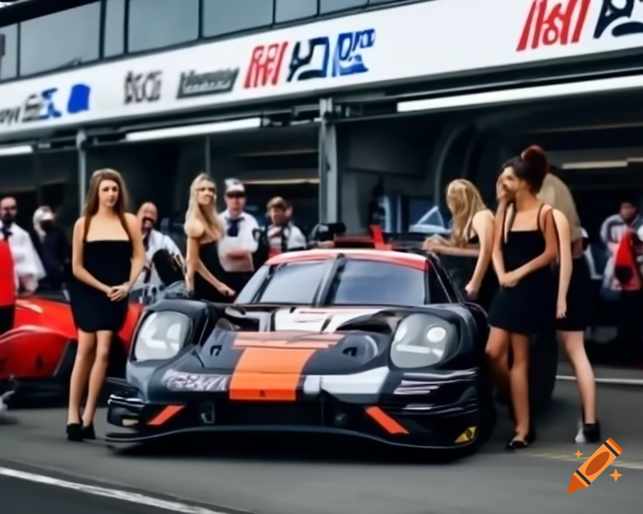Attractive woman next to GT3 car at Silverstone