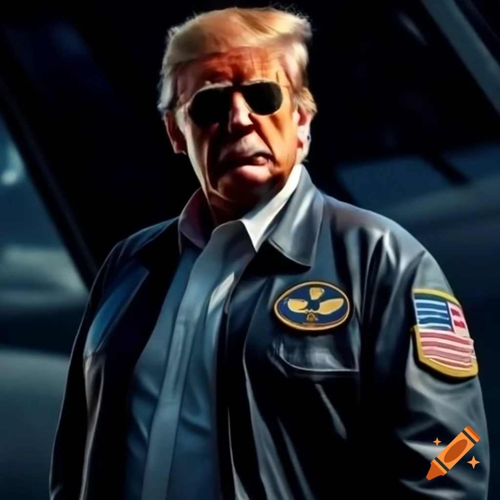 Fighter pilot character in aviator jacket and sunglasses with American flag patch