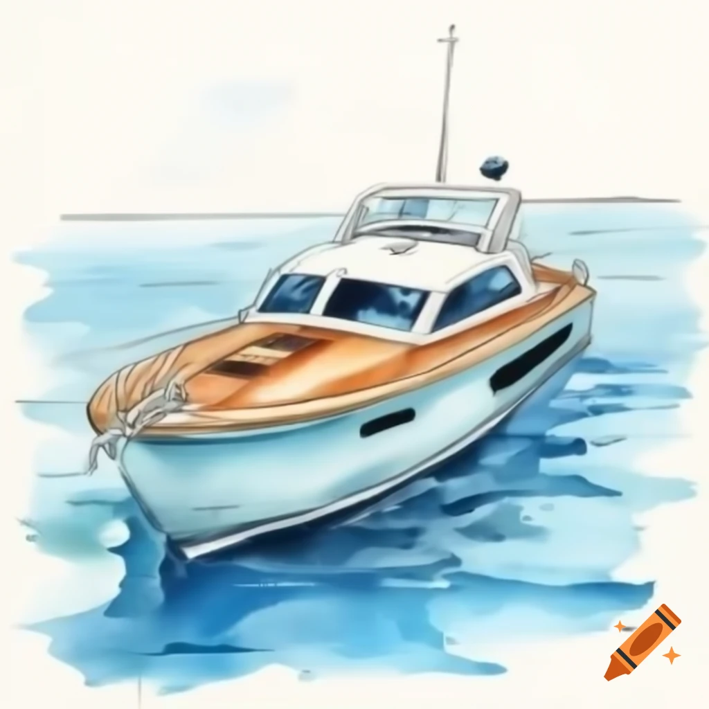 Maritime themed comic style illustration featuring a small yacht