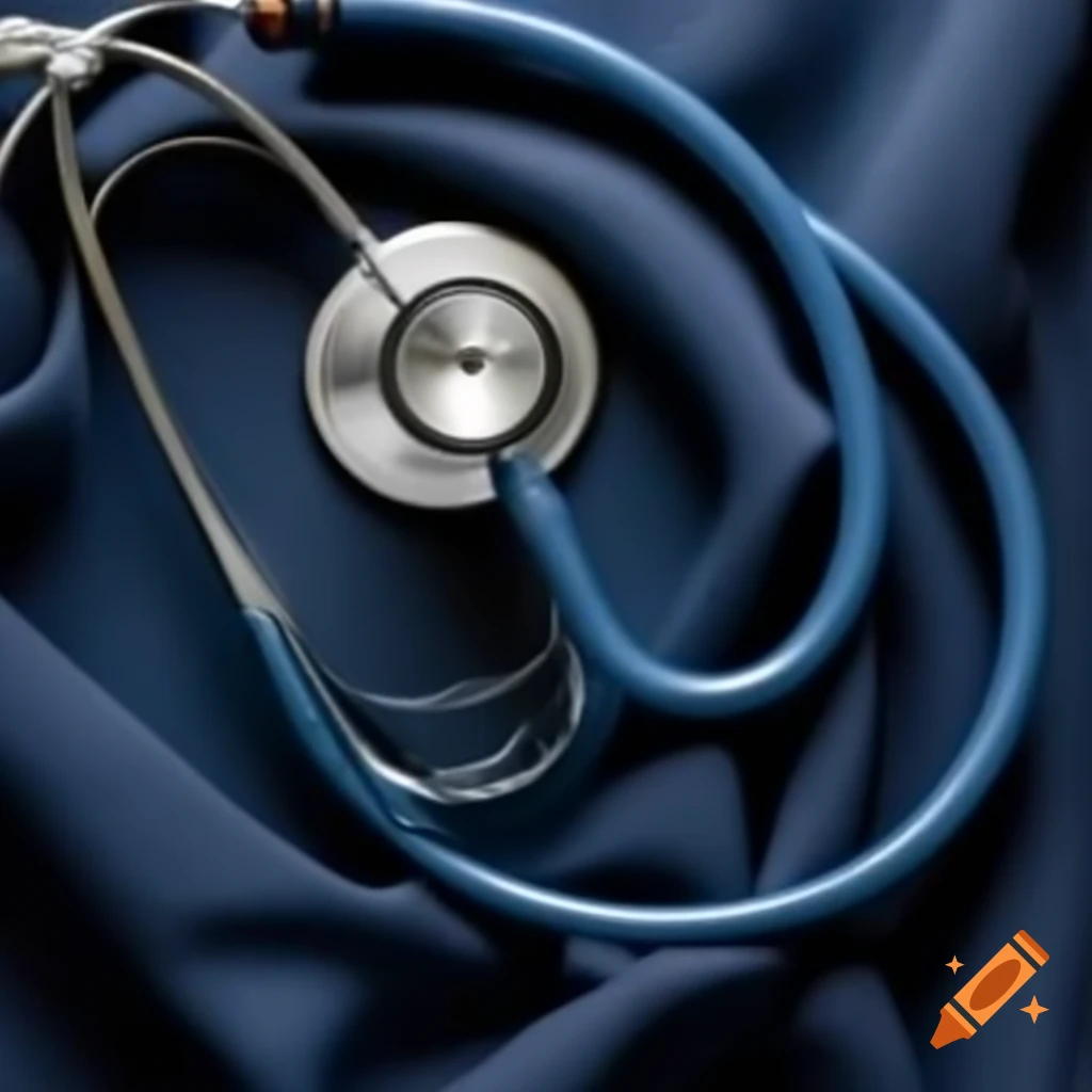 Stethoscope draped over Hershey's Kiss chocolate, symbolizing sweet contrast with medical tools