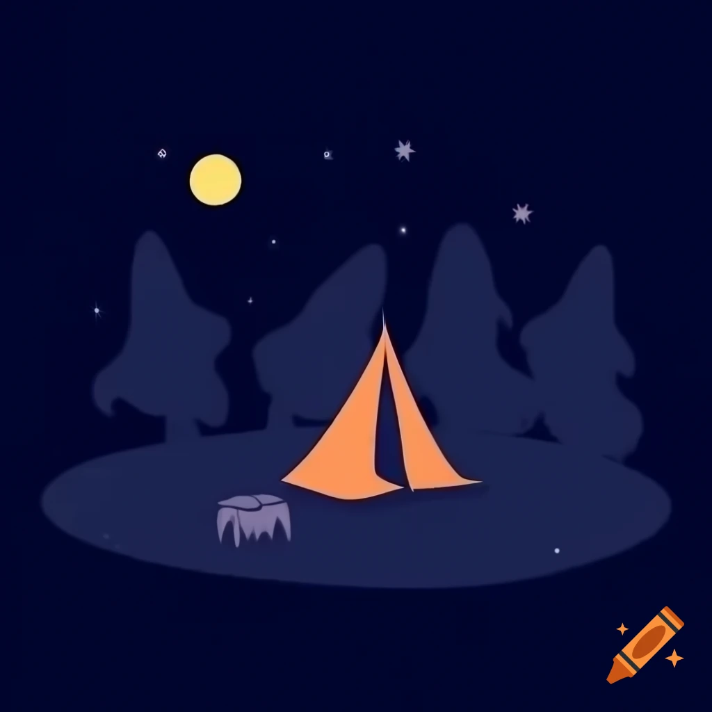 Lofi style album cover depicting summer night camping scene