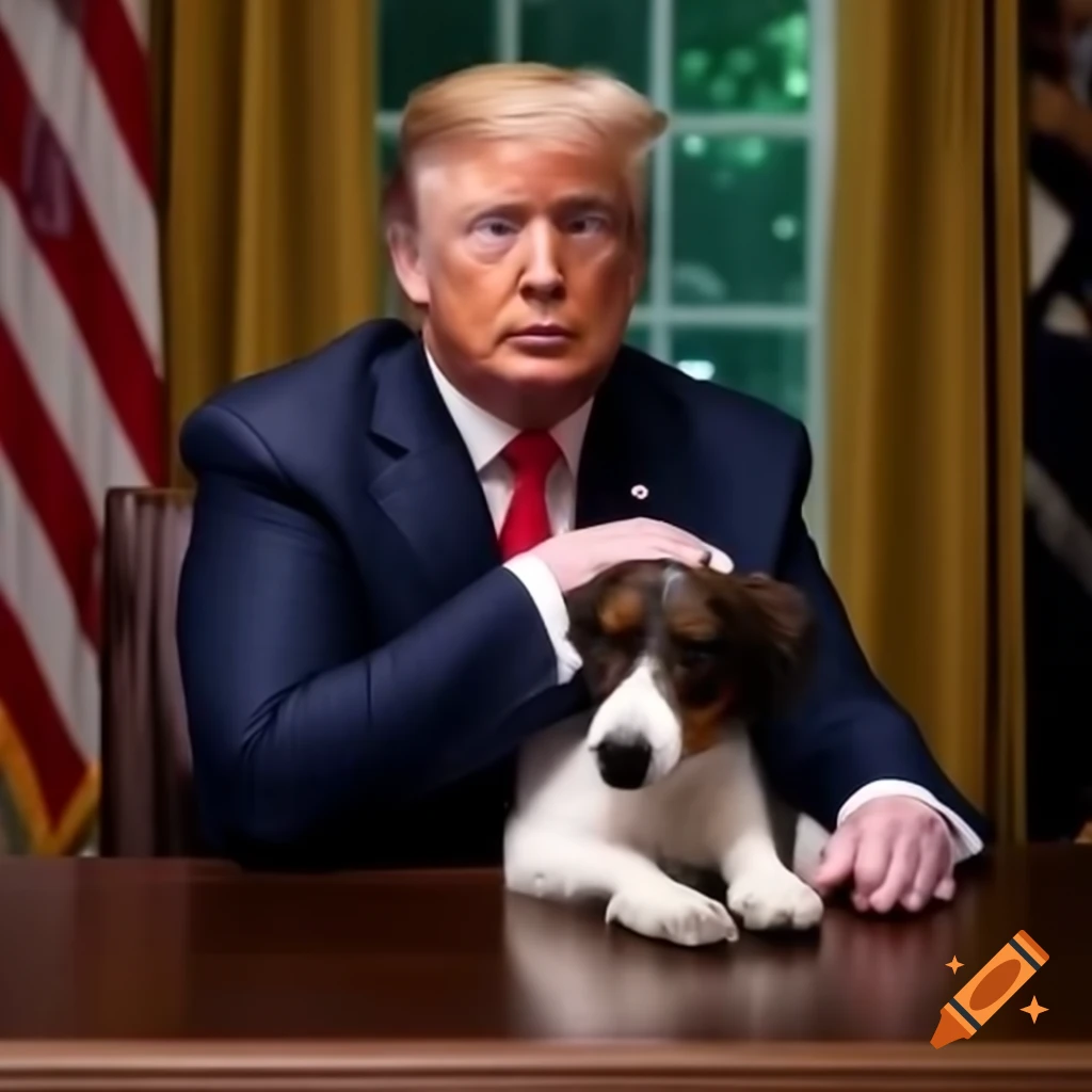 Political satire ad campaign featuring Donald Trump and dog food concept