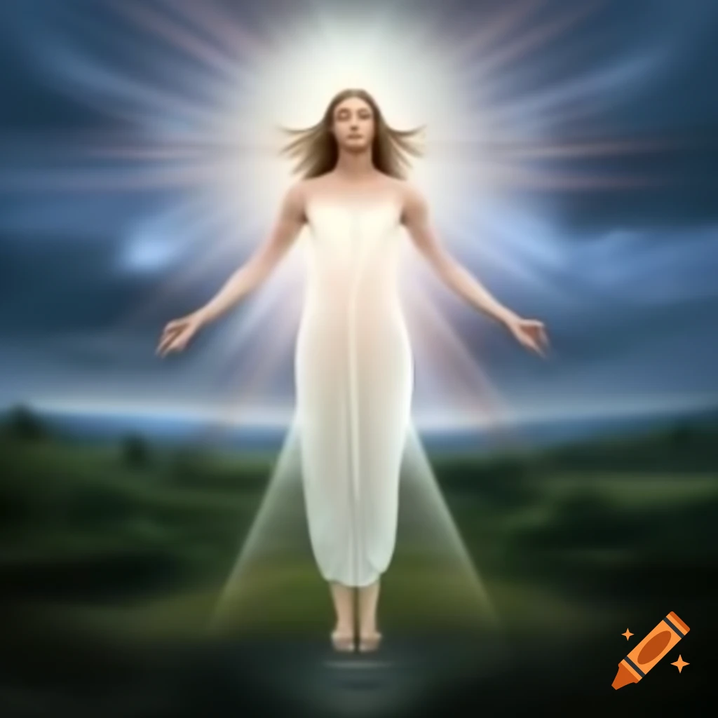 Feminine figure symbolizing wisdom in serene natural landscape