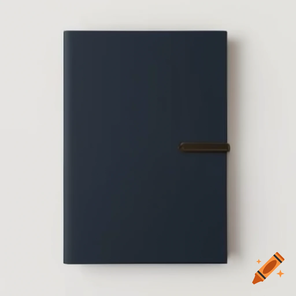 Minimalistic dark notebook design with golden title for business meetings