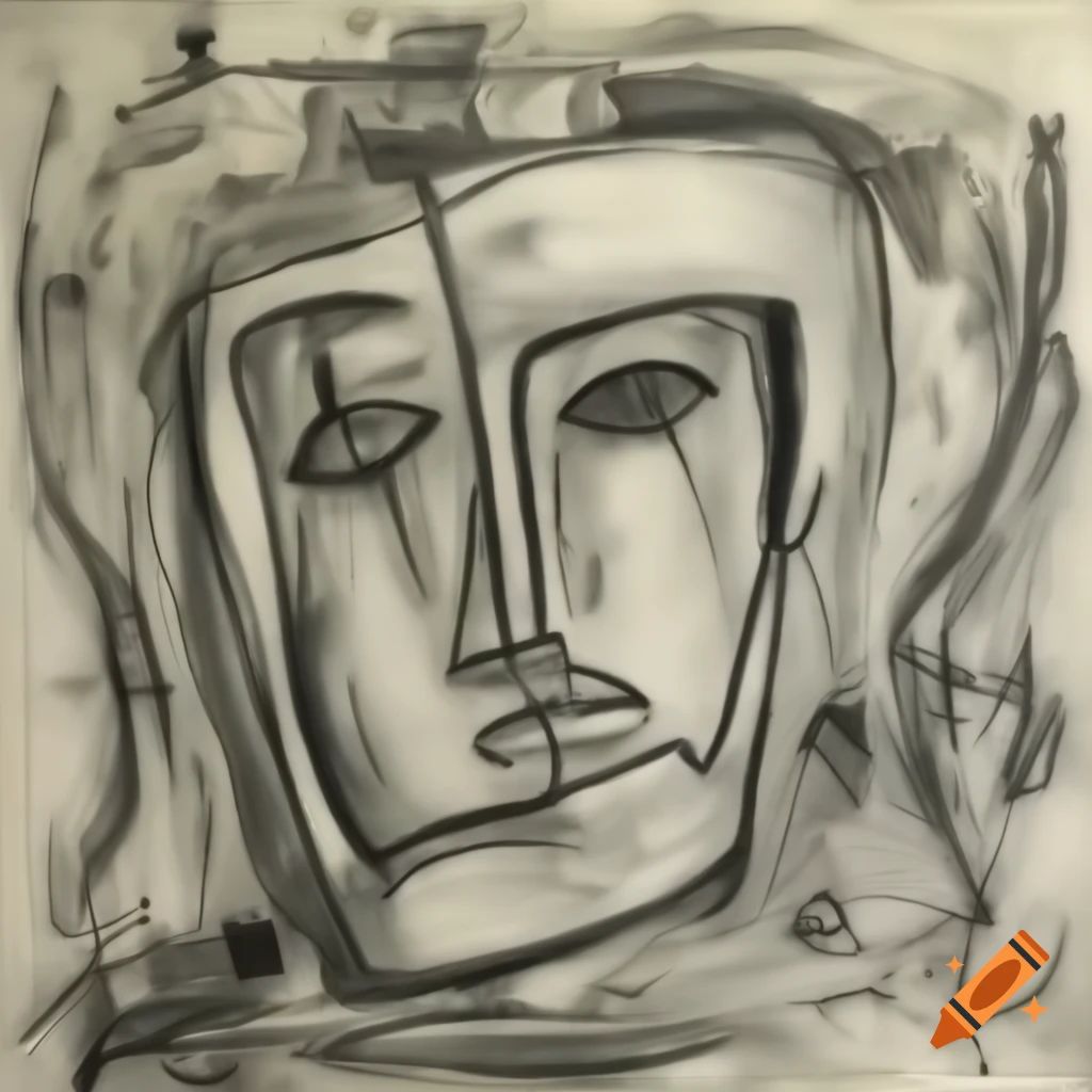Abstract expressionist painting depicting phone abuse in modern life