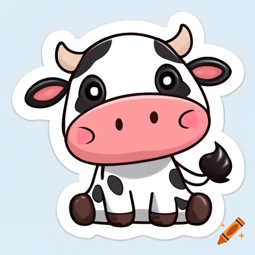 Cute cow sticker design featuring playful and colorful elements