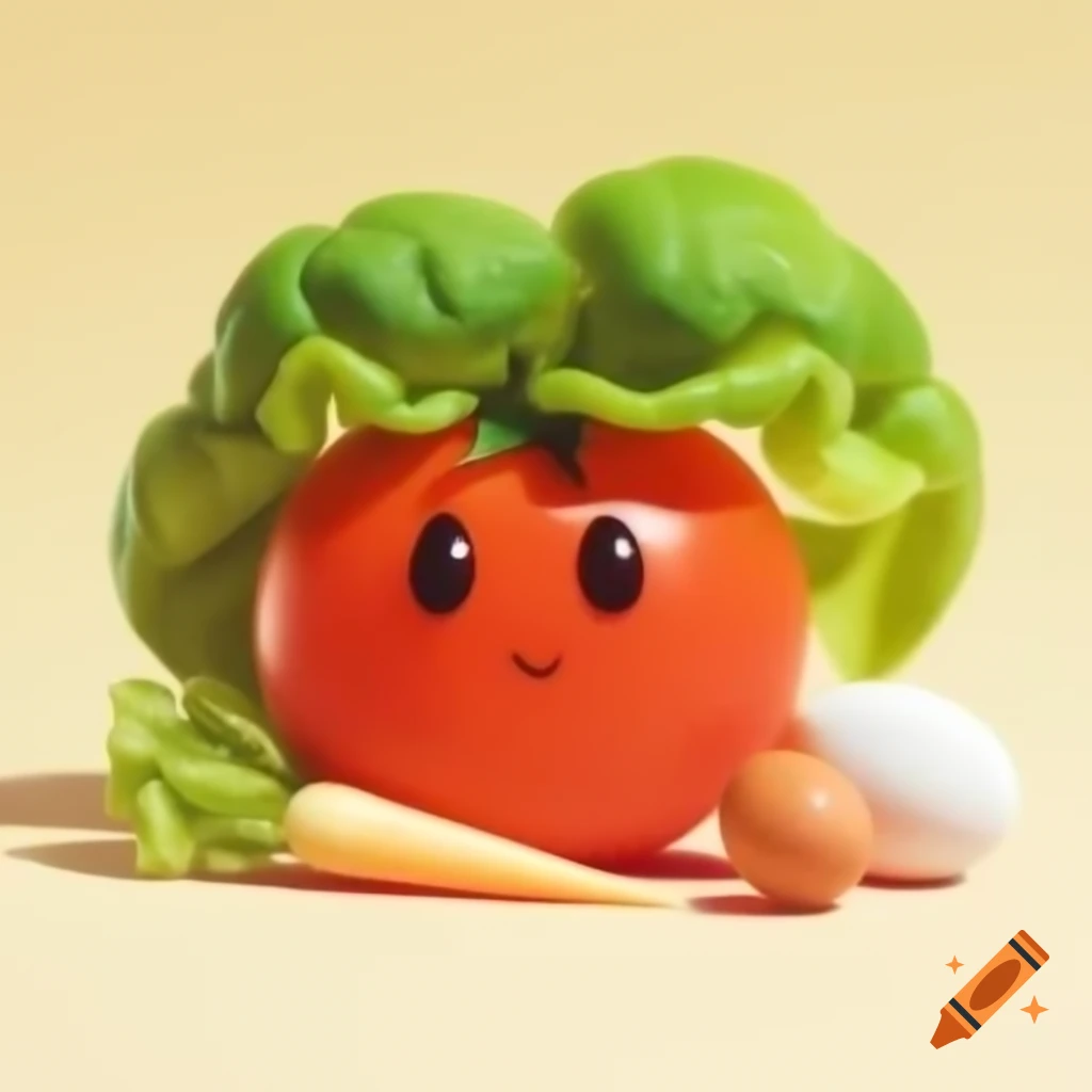 Fresh tomato, lettuce, carrot, and egg arranged together