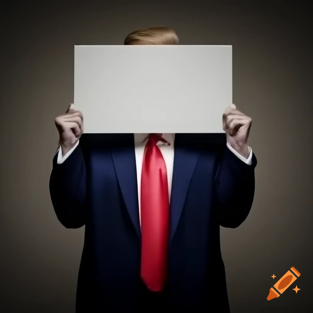 Donald Trump holding a large sign