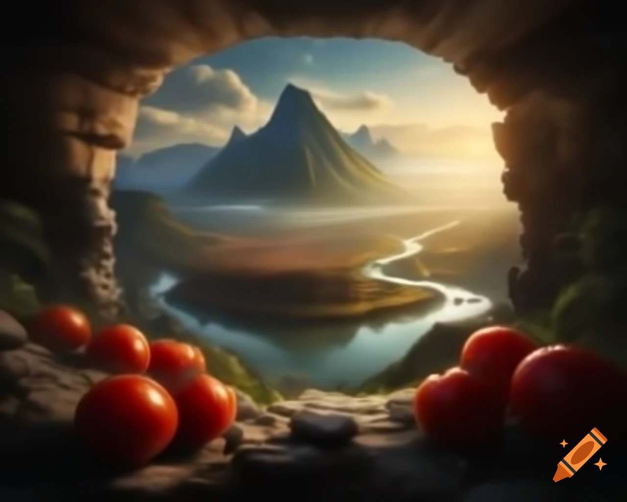 Legend of a valley surrounded by ripe tomatoes, guarded by mountains