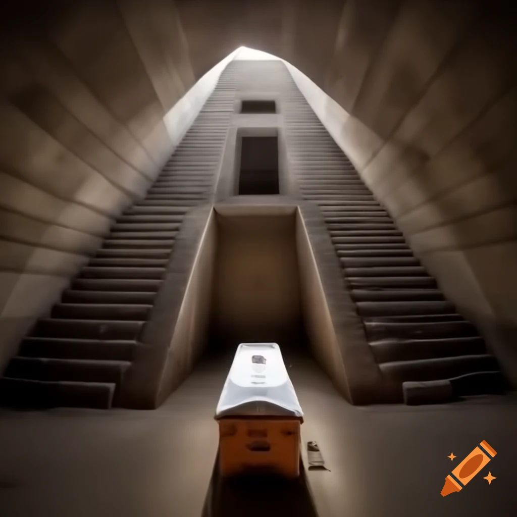 Room inside pyramid with pharaoh's coffin