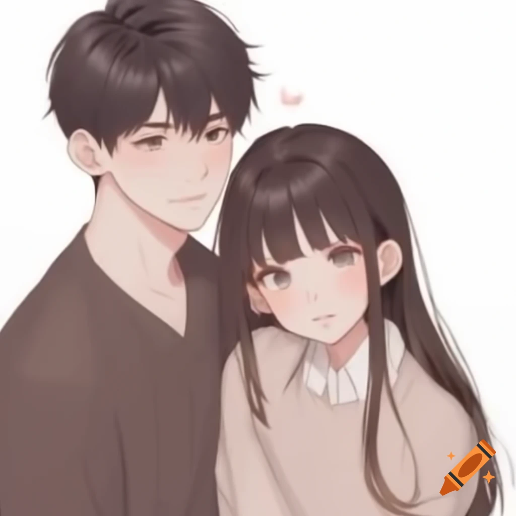 Couple illustration on white background in Manhwa style