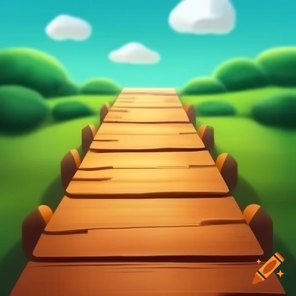 Digital illustration of a wooden road