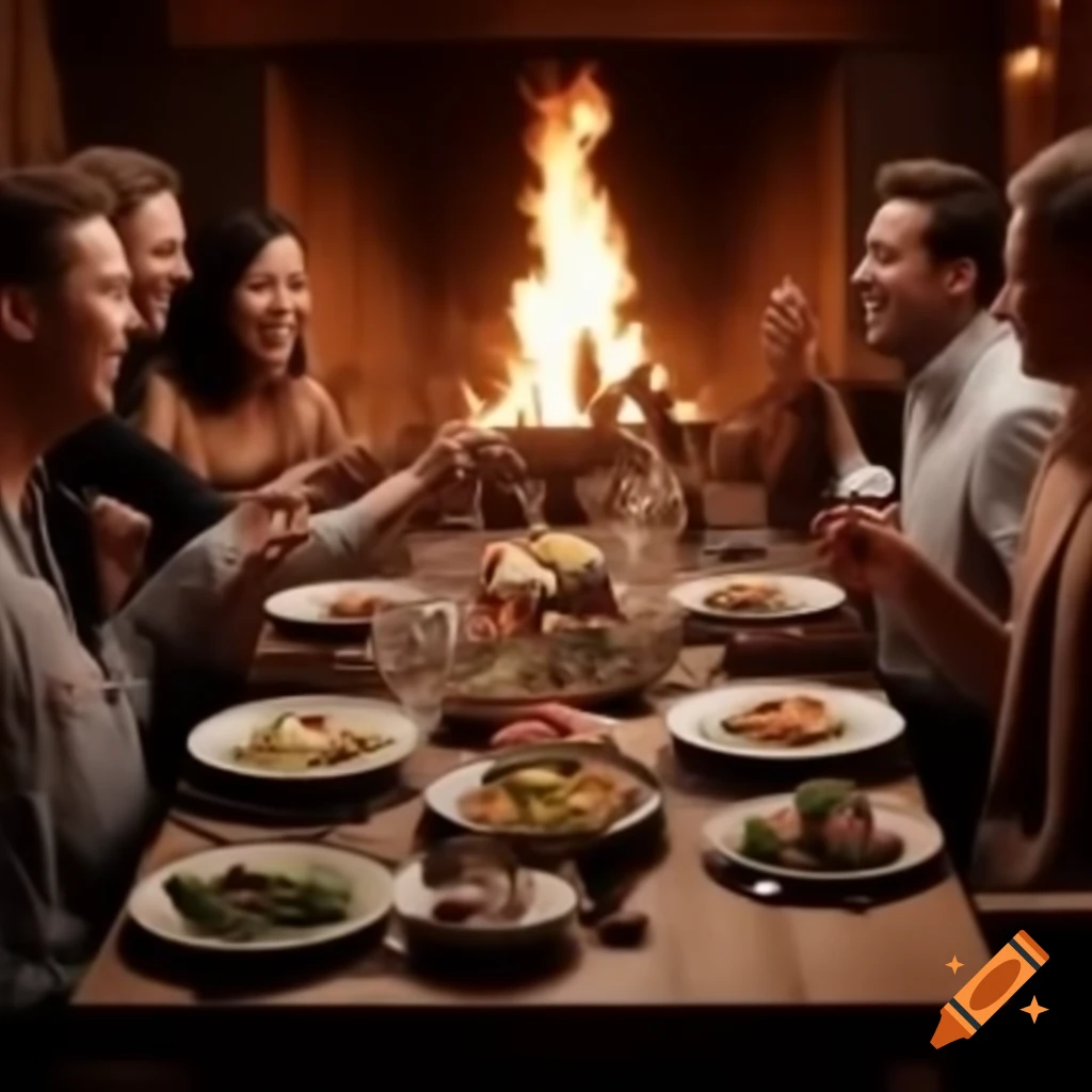 Dinner table engulfed in flames