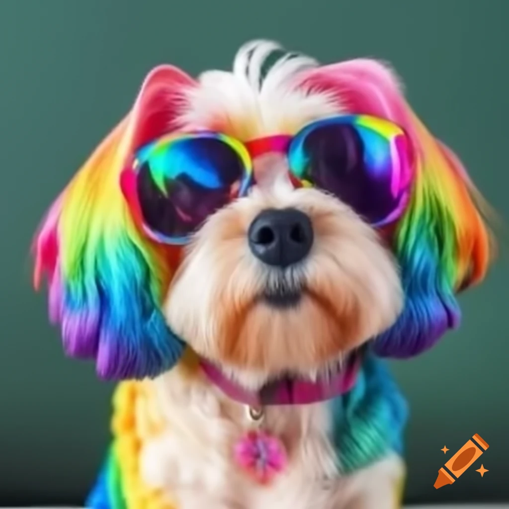 Colorful rainbow dog