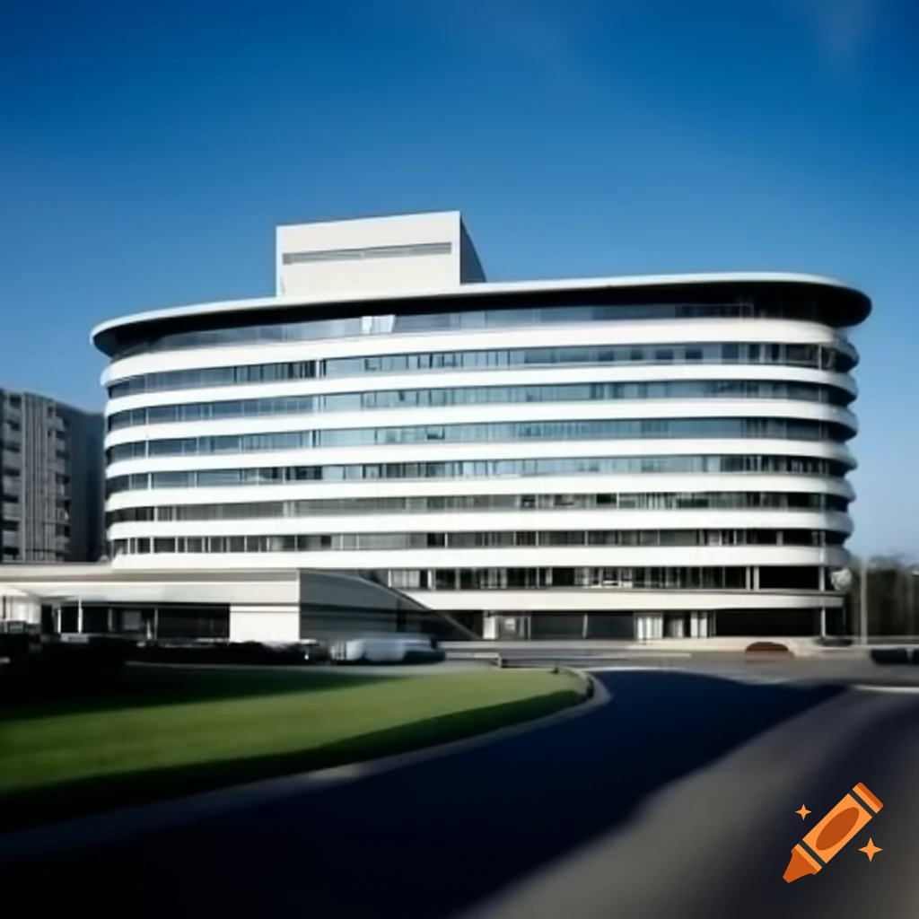 Oval-shaped modern hospital building