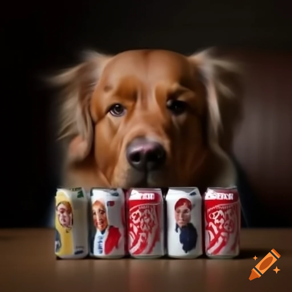 Cans of dog food featuring Donald Trump's face on the label