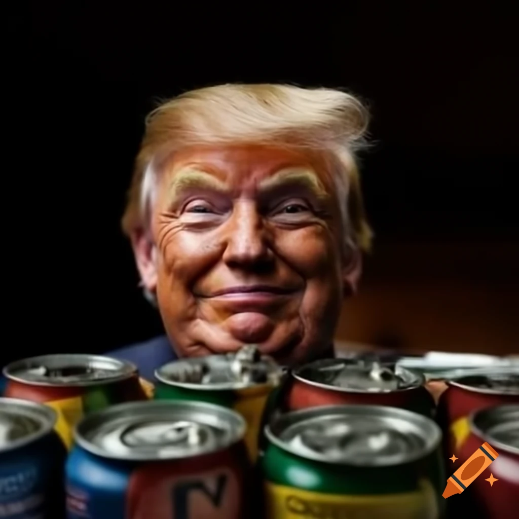 Magazine ad design showcasing cans of dog food with donald trump s