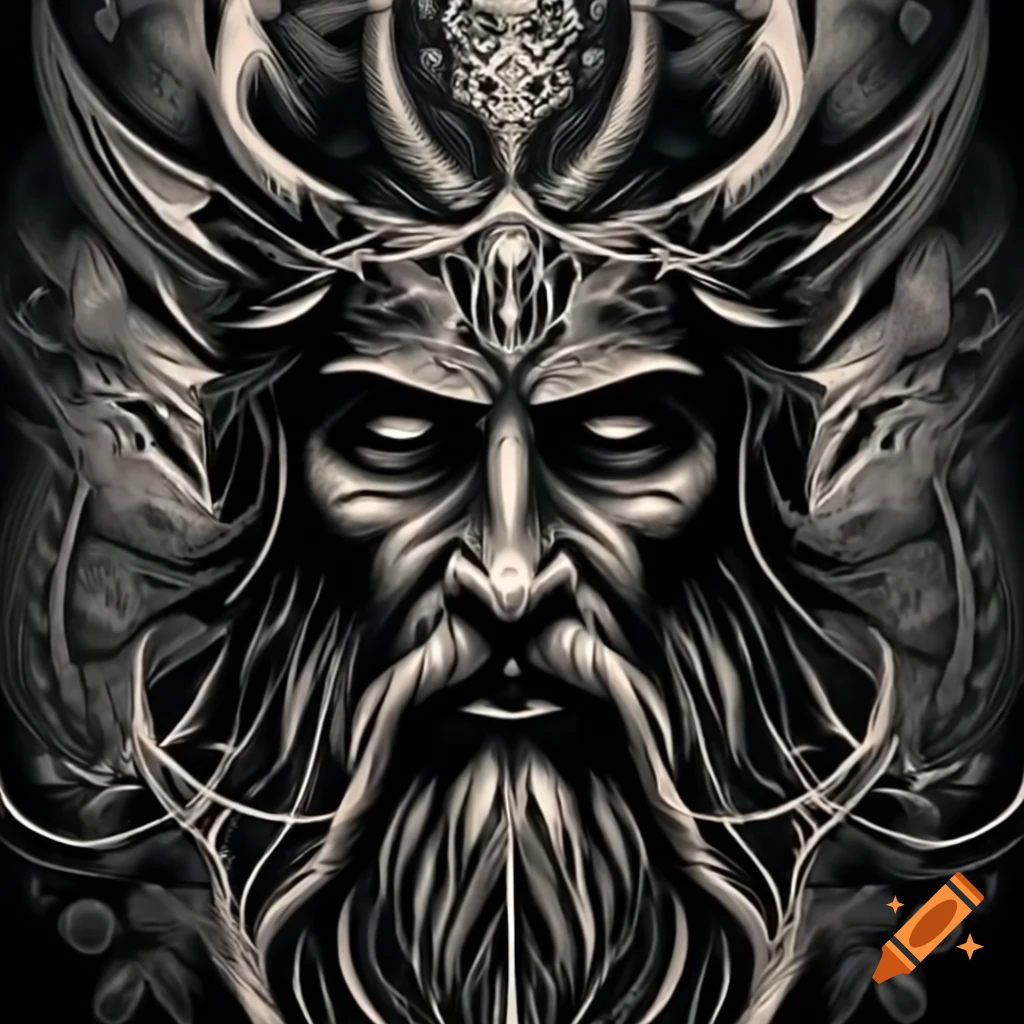 Tattoo design featuring the Norse god Odin