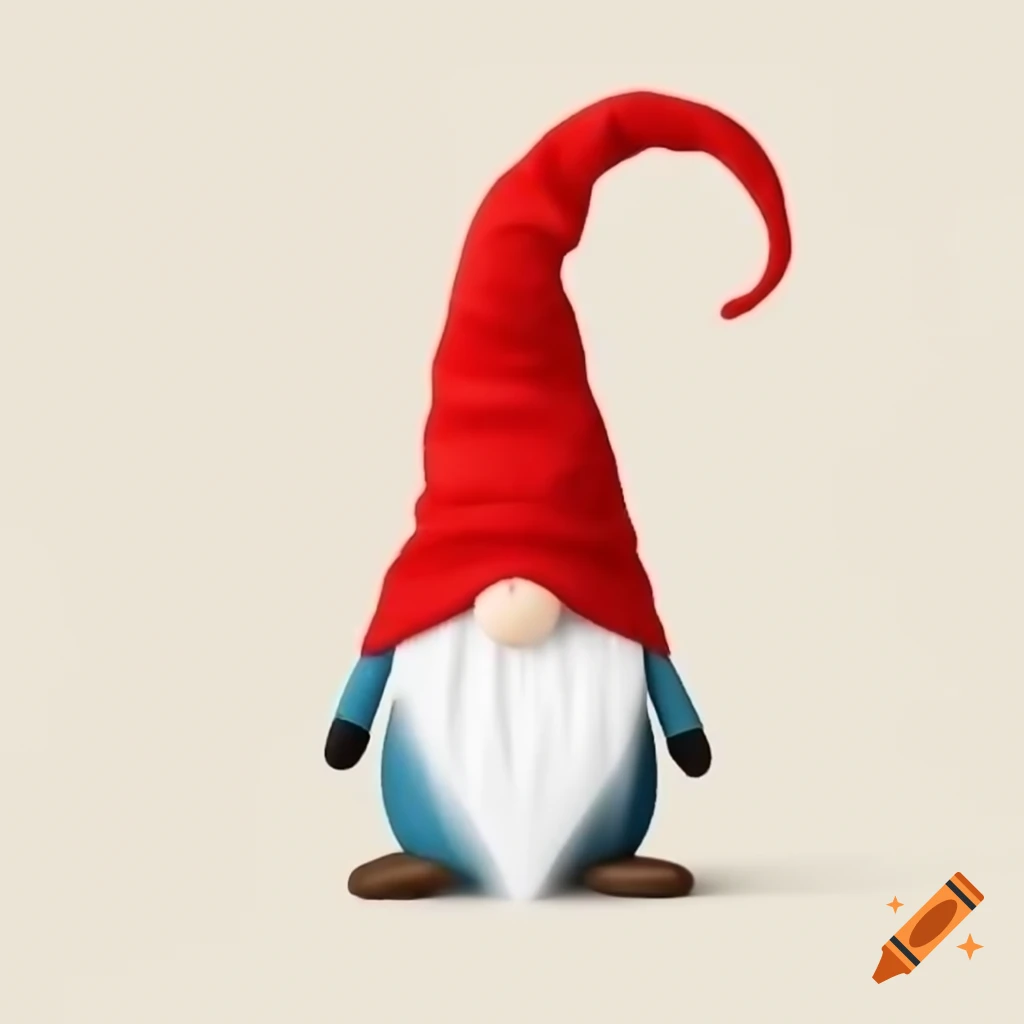Basic Christmas gnome with red hat and white hair on blank background