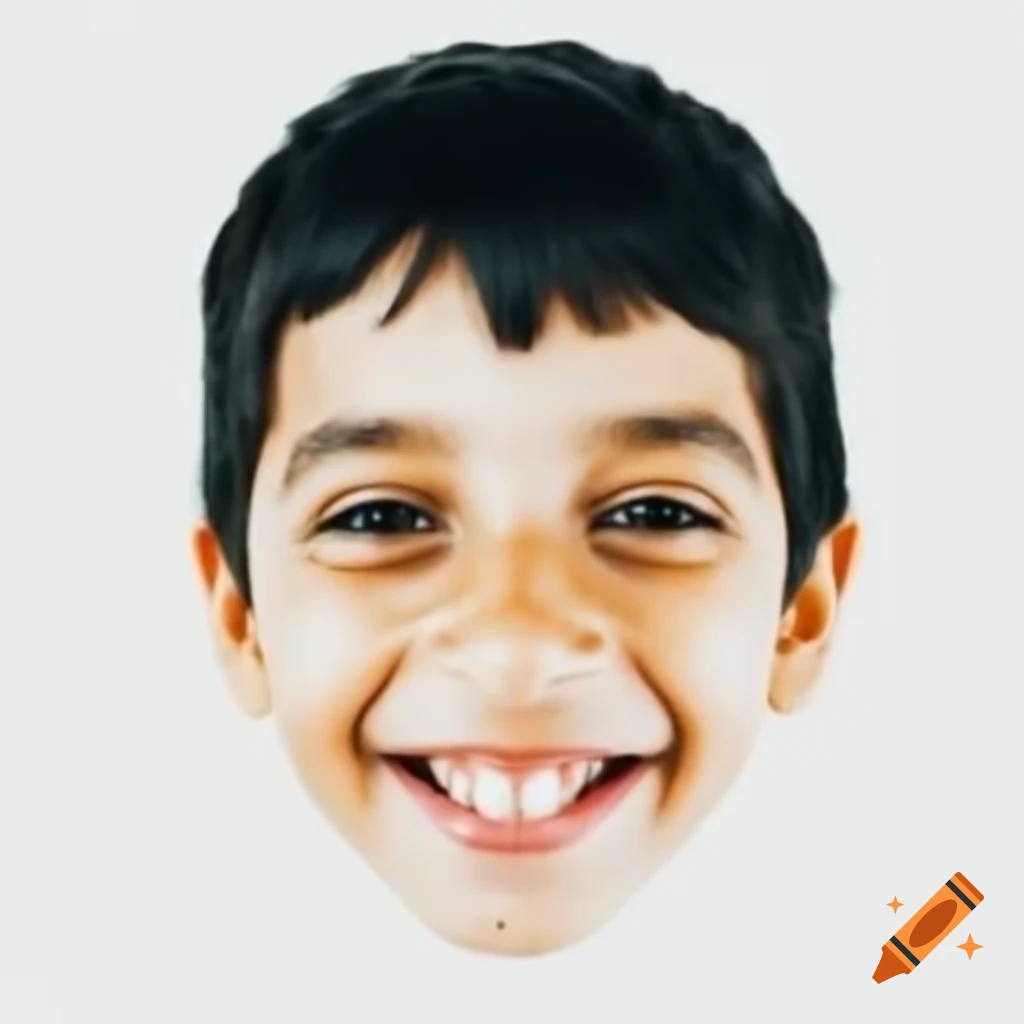 Smiling boy with black hair against white background on craiyon