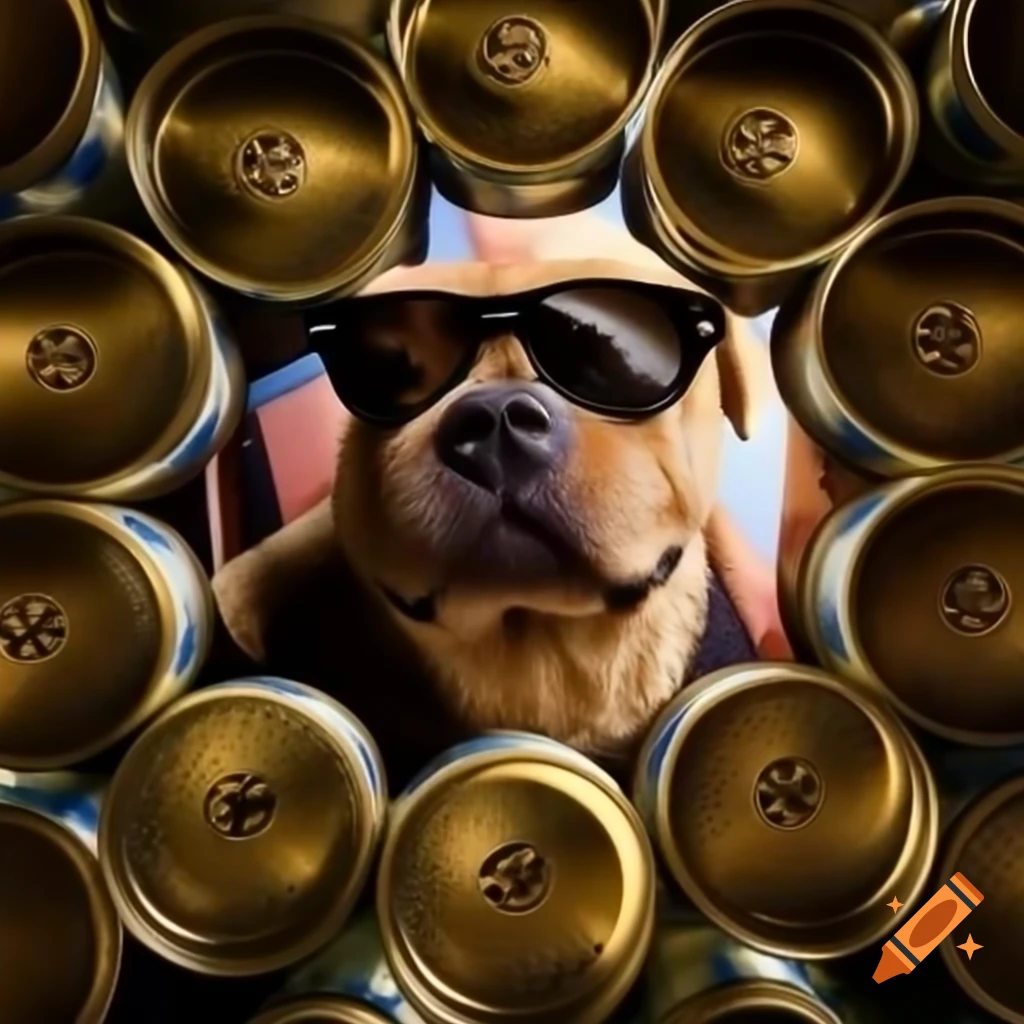 Cans of dog food featuring Donald Trump's face on the label