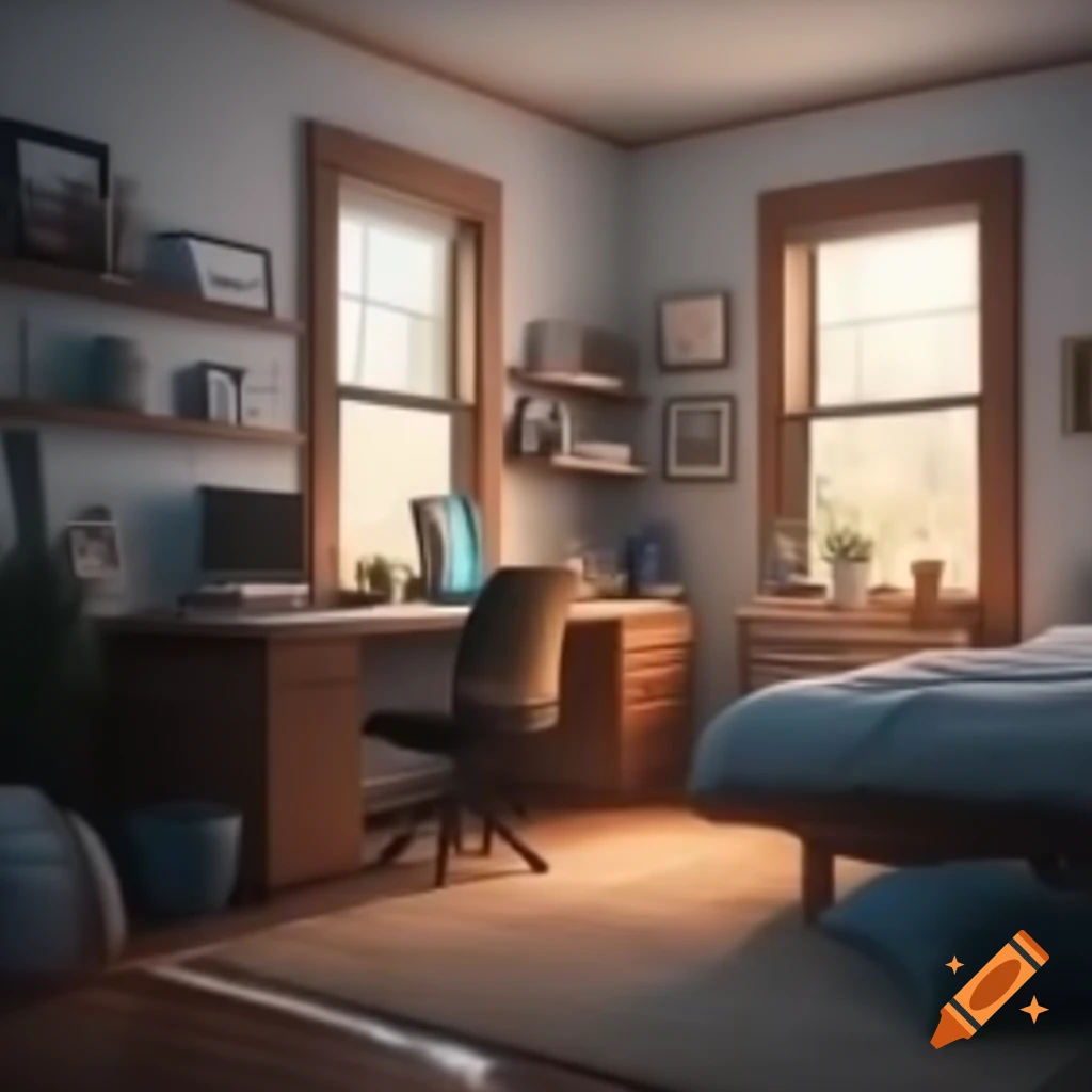 Cozy bedroom featuring a workspace desk