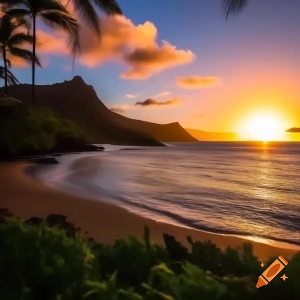 Sunset over Hawaii with vibrant colors