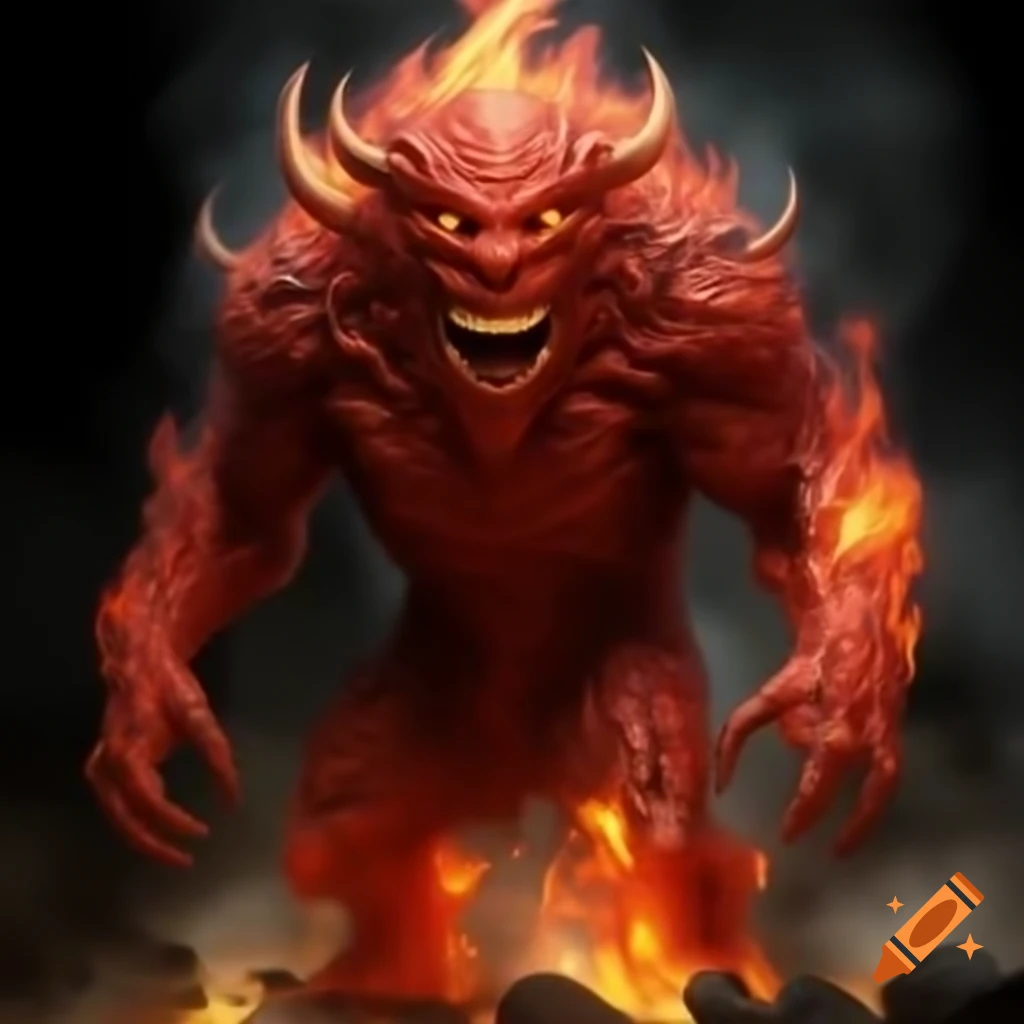 Monster created from red flames