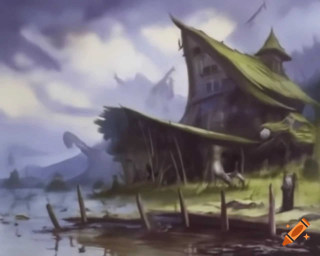 Dark fantasy watercolor artwork