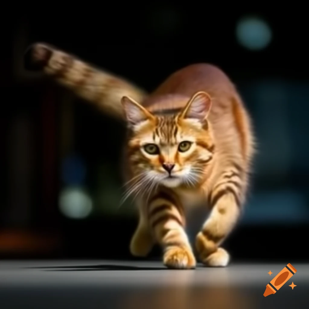 Cute cat dancing playfully
