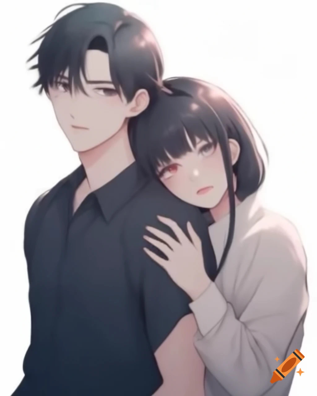 Couple in Manhwa style illustration on white background, 4k HD