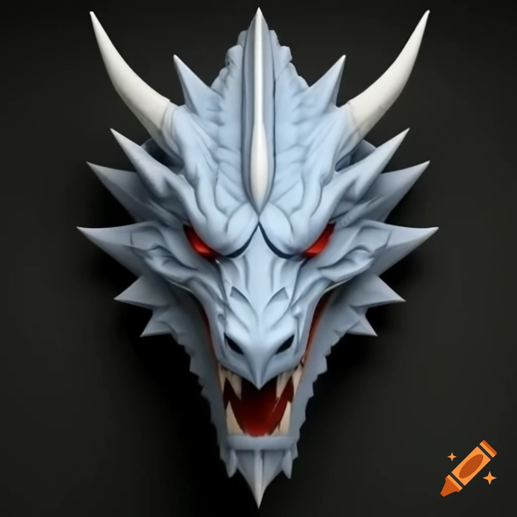 Geometric 3D dragon head with straight lines and polylines