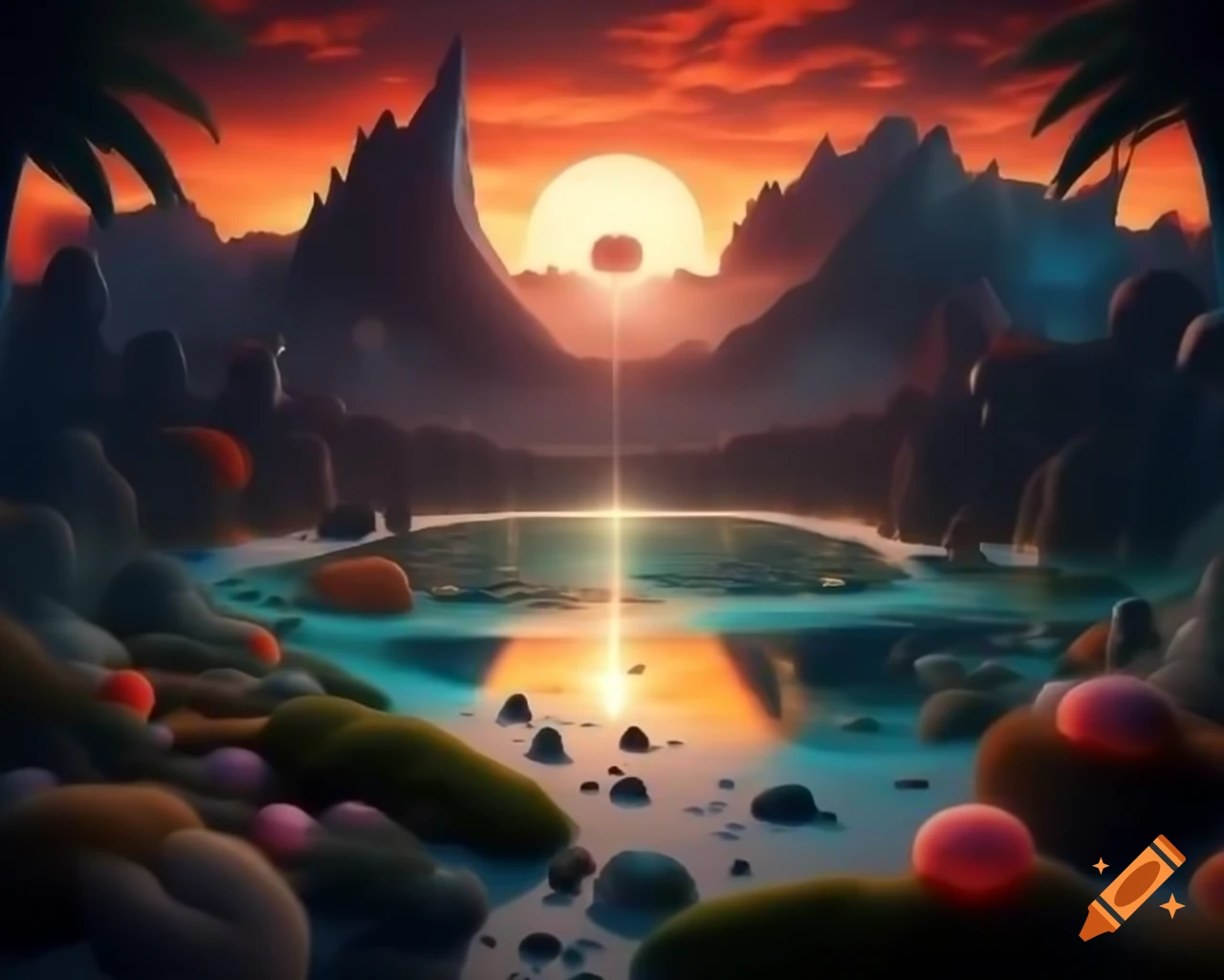 Surreal hyperrealistic world blending nature and technology with advanced graphics