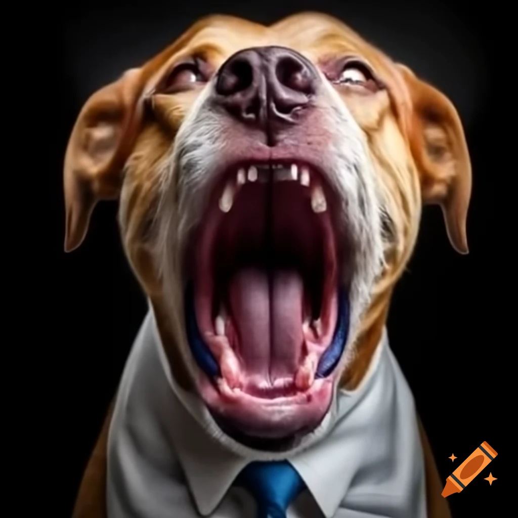 Angry dog biting imagery with political satire
