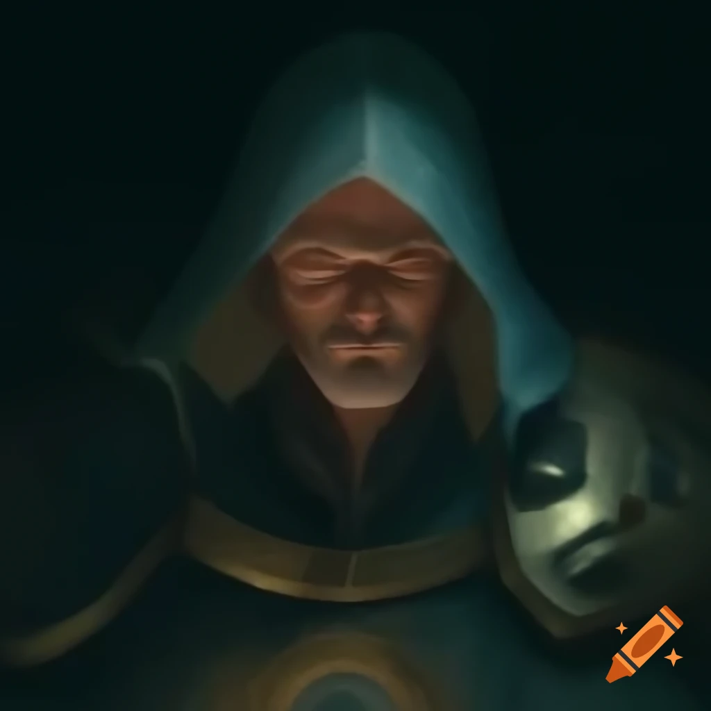 A mystical concept illustrating the visions of possible futures and looming enemies