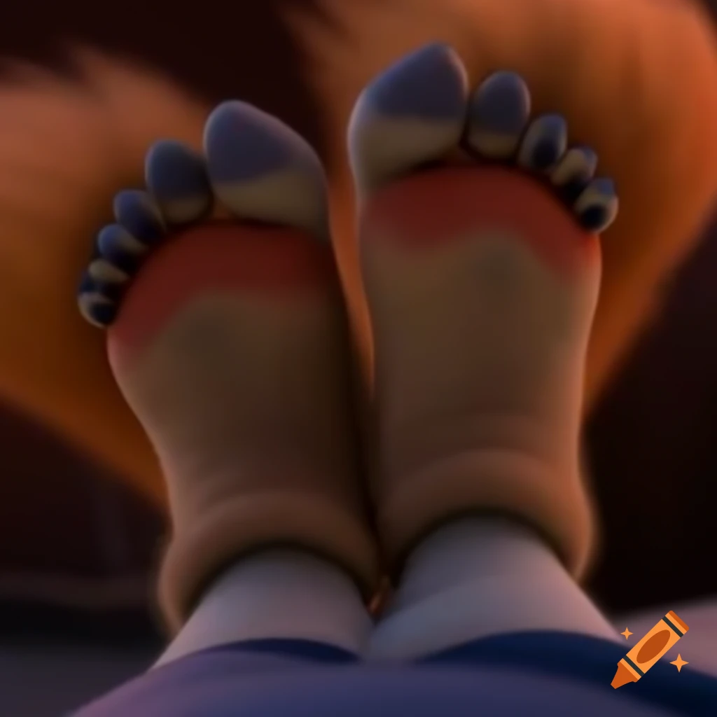 Detailed view of Nick Wilde's fox feet from Zootopia
