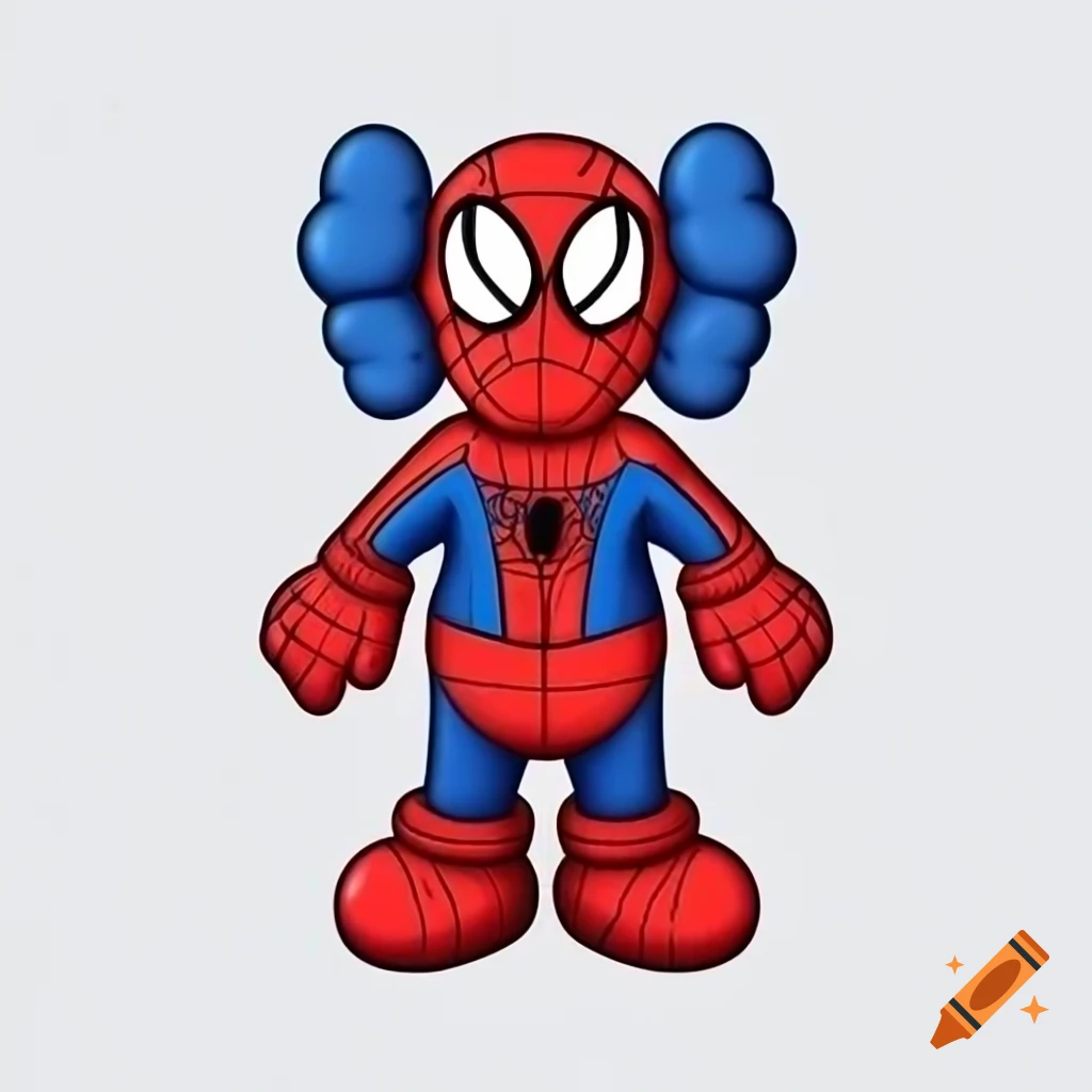 Kaws-inspired Spiderman character illustration