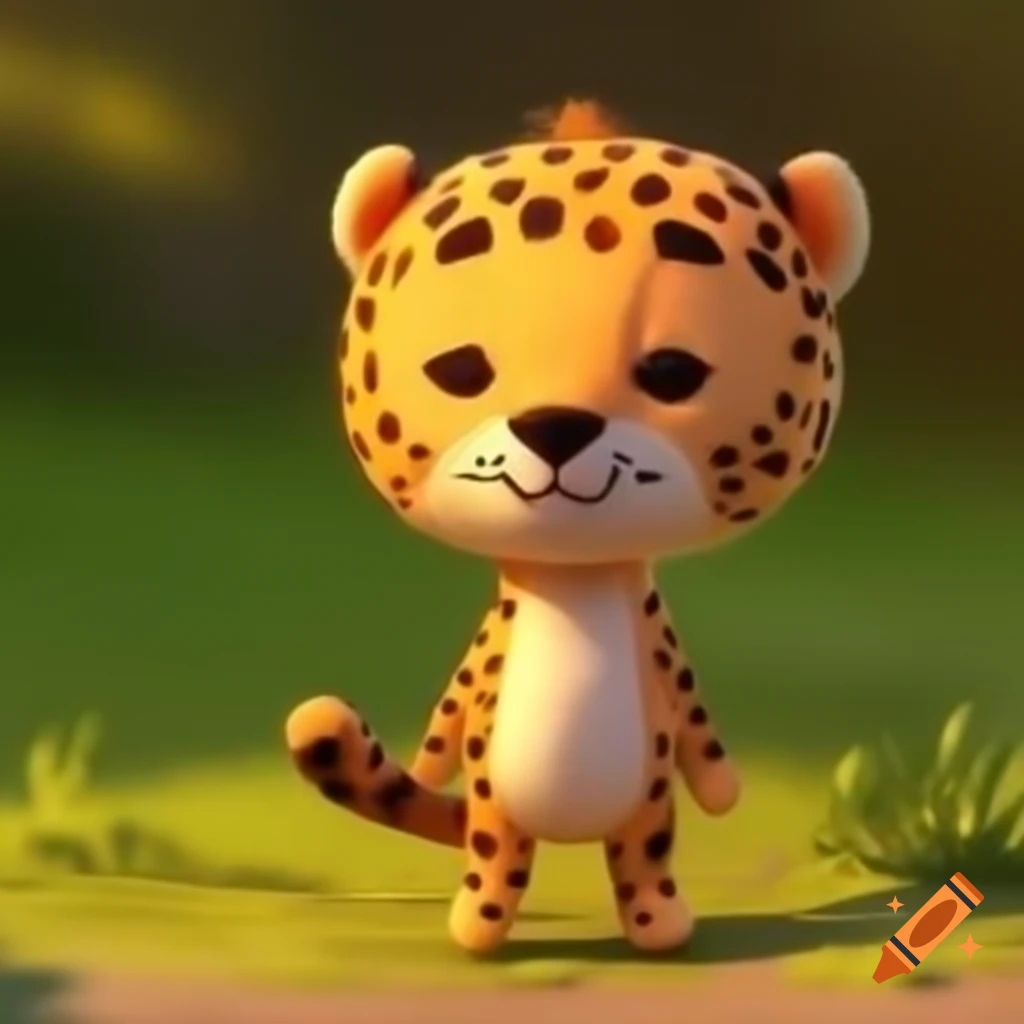 Cute stuffed cheetah standing on hind legs