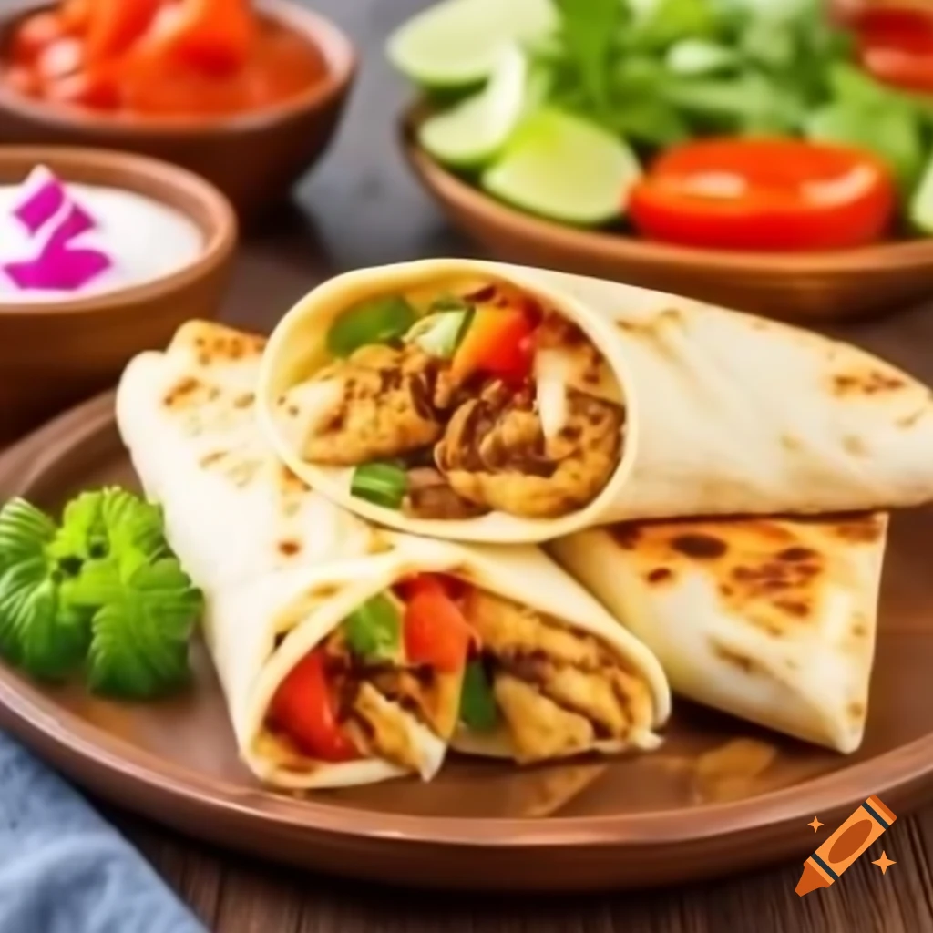 Pol roti served with shawarma