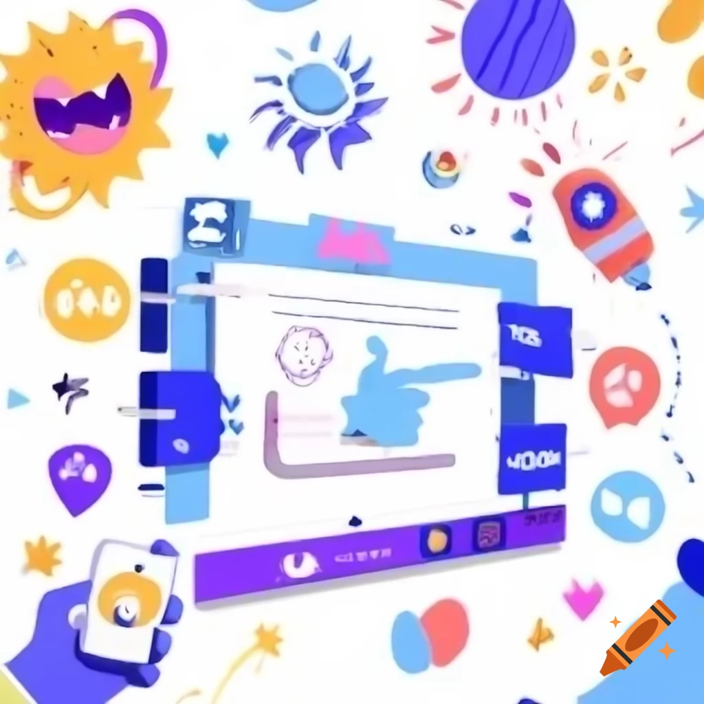 Playful YouTube channel banner with doodle-style animations and vibrant colors