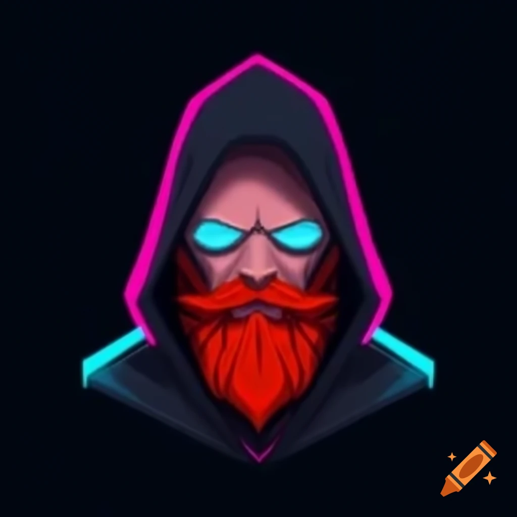 Stylized logo of a red-bearded hacker in a hoodie inspired by Tron, with NixOS elements