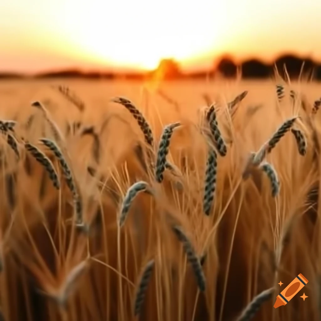 Golden wheat field at sunset