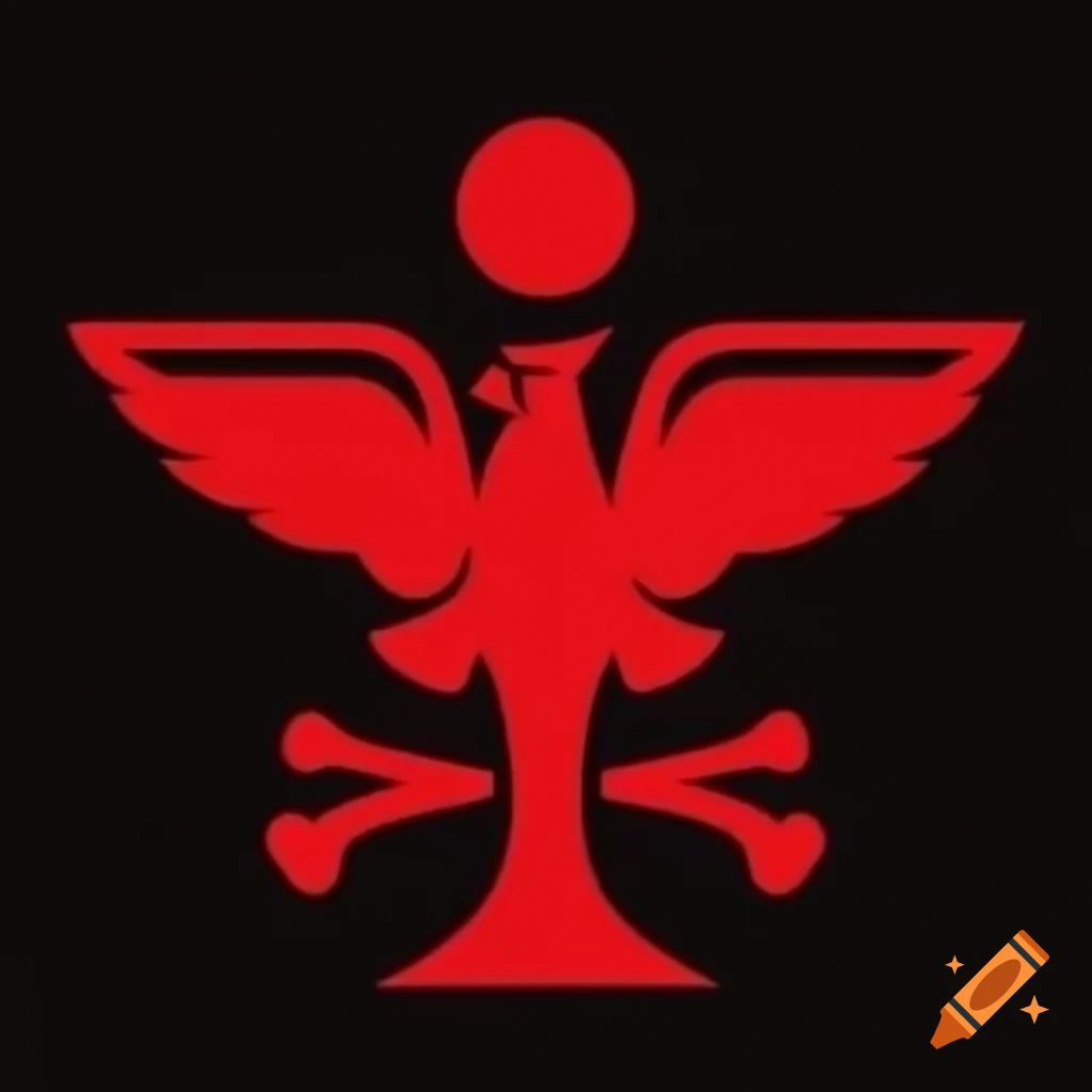 Red cardinal bird silhouette above red chalice and crossed bones logo