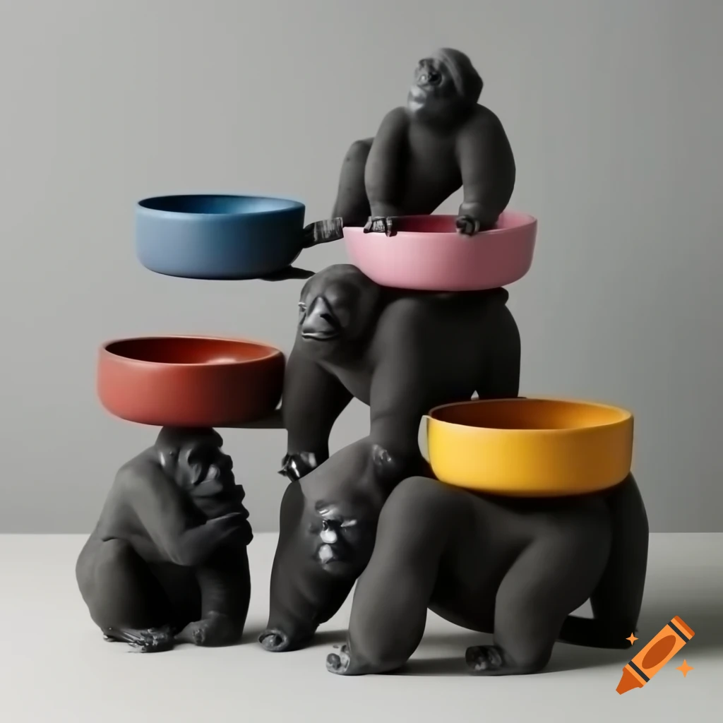 Gorilla stacking dishes