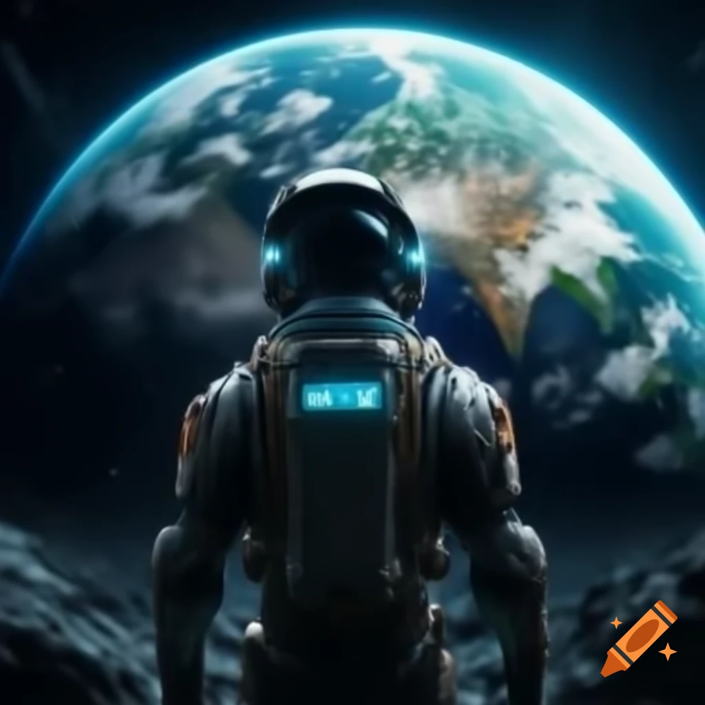 AI observing Earth with a menacing presence