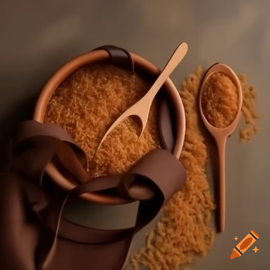 Brown rice served with sack and spoon