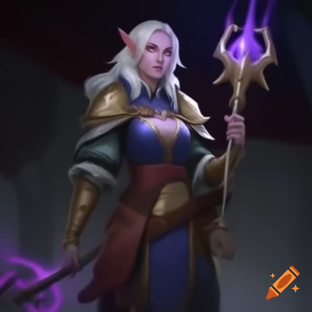 Fantasy female cleric holding mace