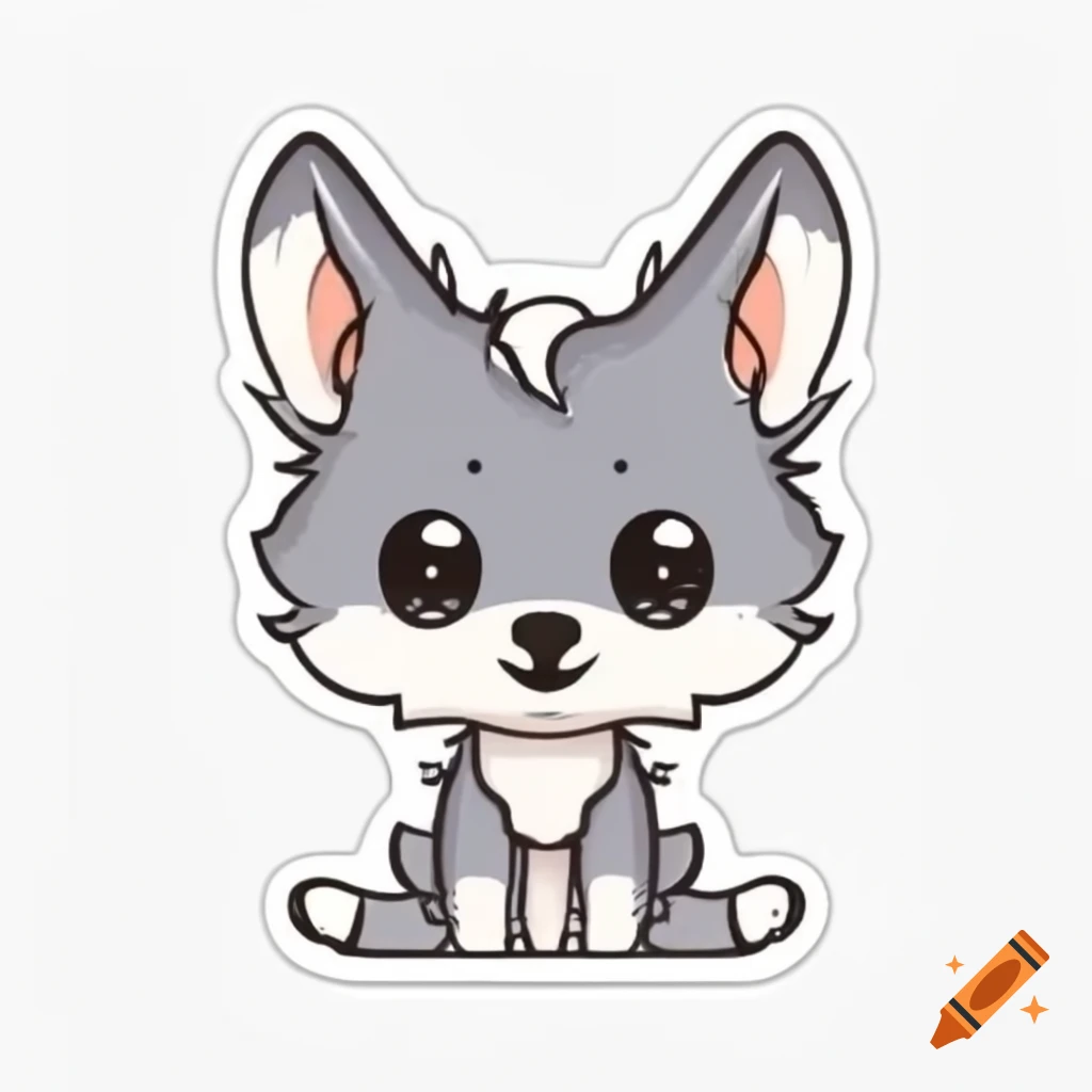 Cute unique wolf sticker design without background
